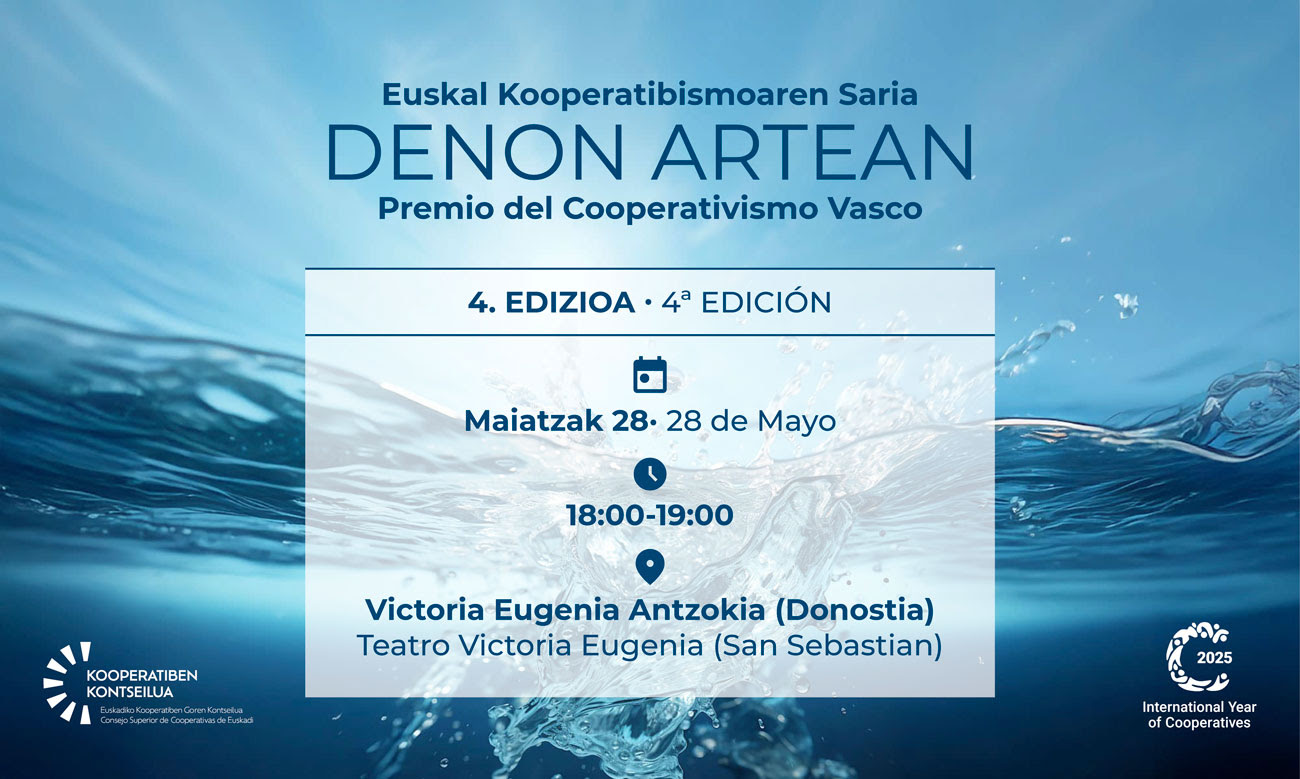Eusko Legebiltzarrak Euskal kooperatibismoaren “Denon Artean” 2024 saria jaso du
